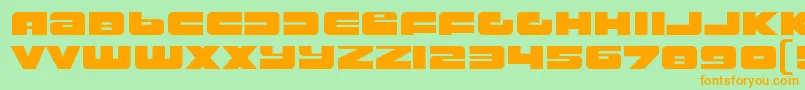 RustproofbodyRegular-Schriftart – Orangefarbene Schriften auf grünem Hintergrund