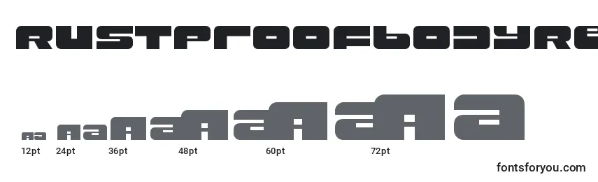 Размеры шрифта RustproofbodyRegular
