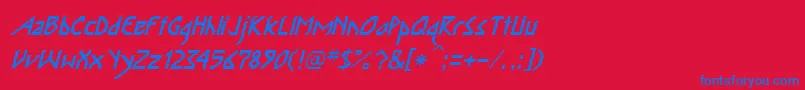 InkaBodItalic Font – Blue Fonts on Red Background