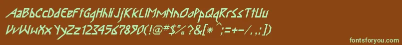 Шрифт InkaBodItalic – зелёные шрифты на коричневом фоне