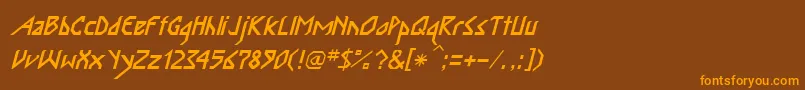 InkaBodItalic Font – Orange Fonts on Brown Background