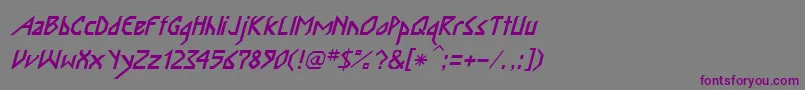 InkaBodItalic-fontti – violetit fontit harmaalla taustalla