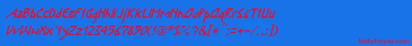 InkaBodItalic Font – Red Fonts on Blue Background