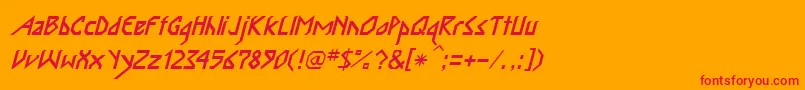 InkaBodItalic Font – Red Fonts on Orange Background