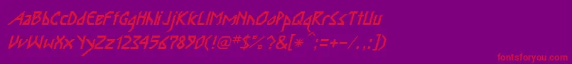 InkaBodItalic Font – Red Fonts on Purple Background