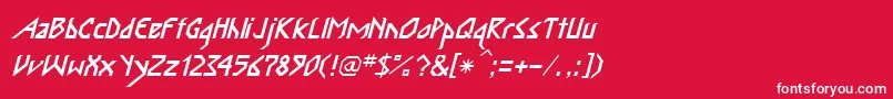 フォントInkaBodItalic – 赤い背景に白い文字
