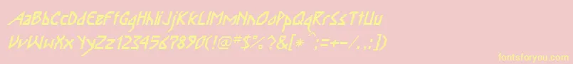 InkaBodItalic Font – Yellow Fonts on Pink Background