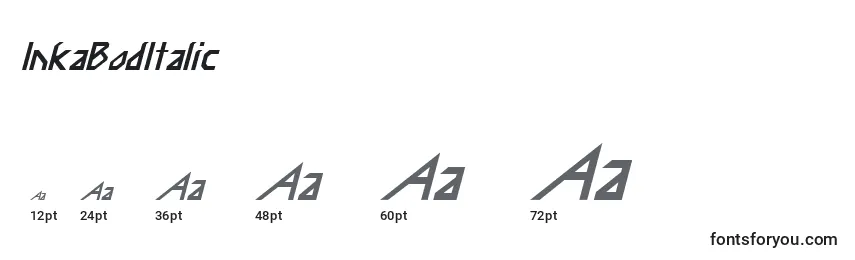 Размеры шрифта InkaBodItalic