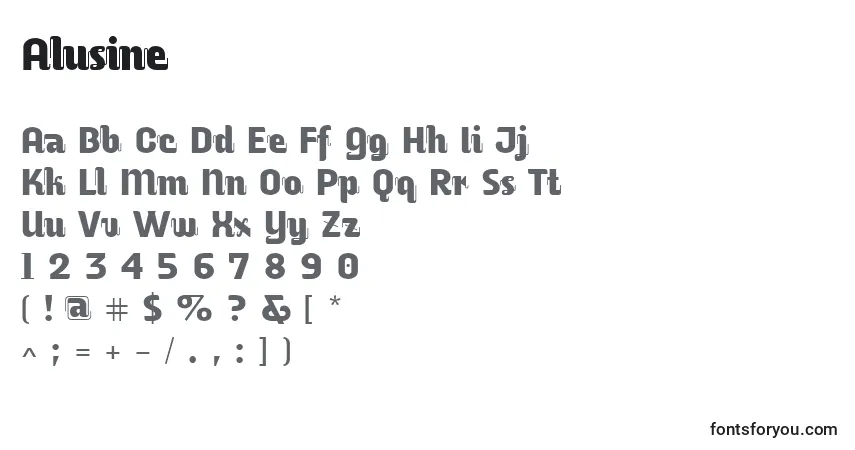 Alusine-fontti – aakkoset, numerot, erikoismerkit