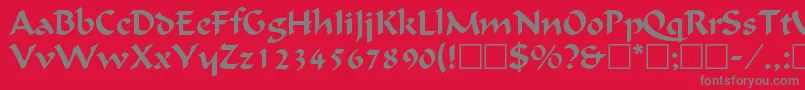 Fonte CalligraphicRegular – fontes cinzas em um fundo vermelho