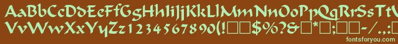 Czcionka CalligraphicRegular – zielone czcionki na brązowym tle