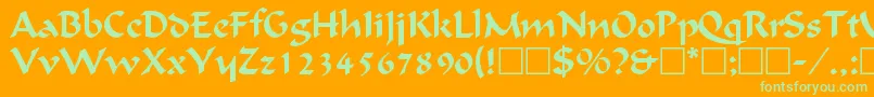 CalligraphicRegular-Schriftart – Grüne Schriften auf orangefarbenem Hintergrund