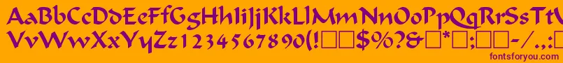 CalligraphicRegular-fontti – violetit fontit oranssilla taustalla