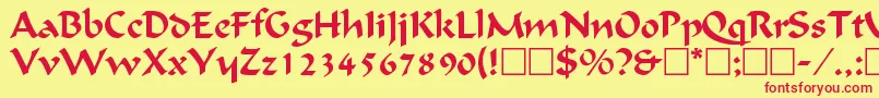 CalligraphicRegular-Schriftart – Rote Schriften auf gelbem Hintergrund