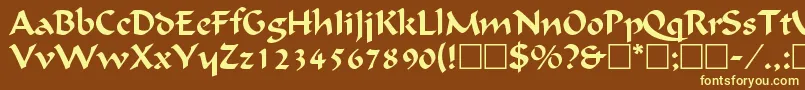 CalligraphicRegular-Schriftart – Gelbe Schriften auf braunem Hintergrund