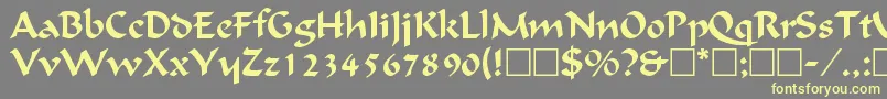 Fonte CalligraphicRegular – fontes amarelas em um fundo cinza