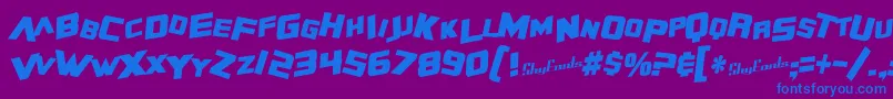 Police SfZeroGravityCondensedBoldItalic – polices bleues sur fond violet