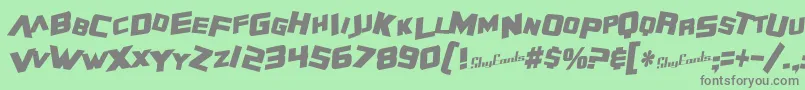 SfZeroGravityCondensedBoldItalic Font – Gray Fonts on Green Background