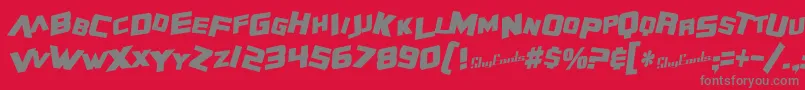 SfZeroGravityCondensedBoldItalic Font – Gray Fonts on Red Background