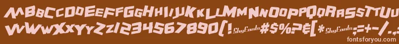 SfZeroGravityCondensedBoldItalic Font – Pink Fonts on Brown Background