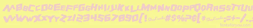 SfZeroGravityCondensedBoldItalic Font – Pink Fonts on Yellow Background