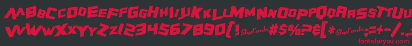 SfZeroGravityCondensedBoldItalic Font – Red Fonts on Black Background