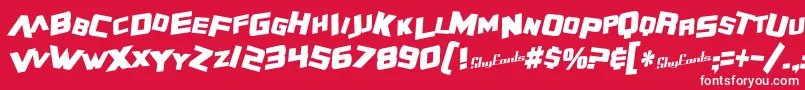 SfZeroGravityCondensedBoldItalic Font – White Fonts on Red Background