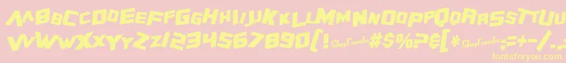 SfZeroGravityCondensedBoldItalic Font – Yellow Fonts on Pink Background