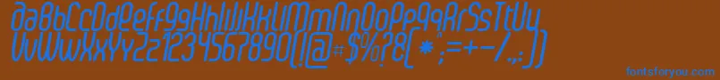 SenziBoldItalic Font – Blue Fonts on Brown Background