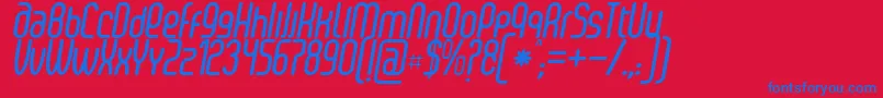 SenziBoldItalic Font – Blue Fonts on Red Background