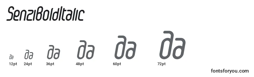 Größen der Schriftart SenziBoldItalic (91574)