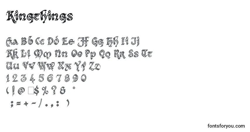 Schriftart Kingthings – Alphabet, Zahlen, spezielle Symbole
