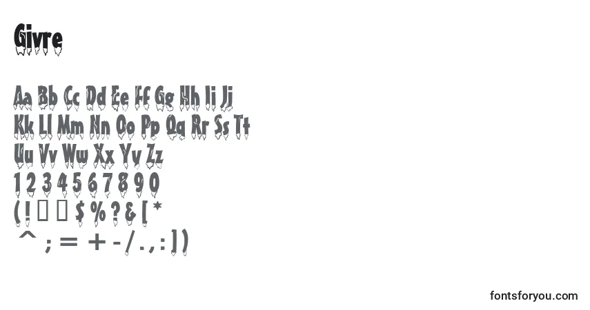 Schriftart Givre – Alphabet, Zahlen, spezielle Symbole