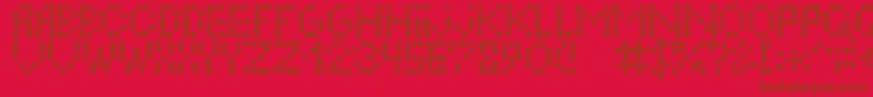 LcEmbroidery Font – Brown Fonts on Red Background