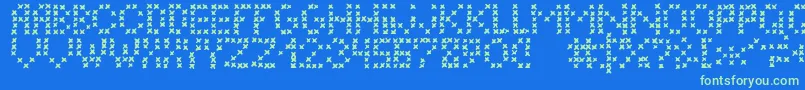 LcEmbroidery Font – Green Fonts on Blue Background