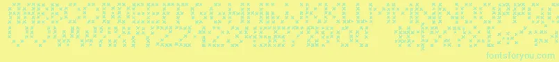 LcEmbroidery Font – Green Fonts on Yellow Background