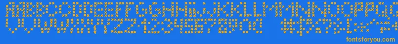 Weitere Informationen zur LcEmbroidery-Schriftart LcEmbroidery-Schriftart – Orangefarbene Schriften auf blauem Hintergrund