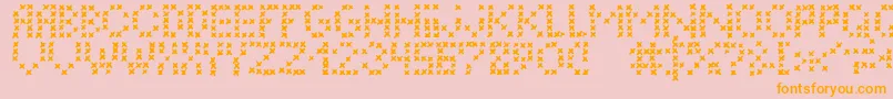 LcEmbroidery Font – Orange Fonts on Pink Background