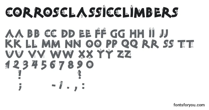 A fonte Corrosclassicclimbers – alfabeto, números, caracteres especiais