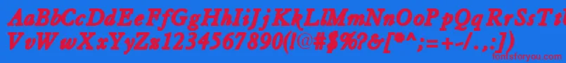 TiascosskBoldItalic Font – Red Fonts on Blue Background