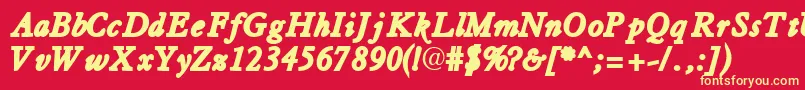 TiascosskBoldItalic Font – Yellow Fonts on Red Background