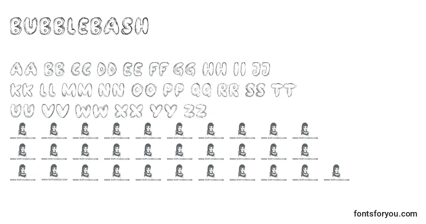 Fuente BubbleBash - alfabeto, números, caracteres especiales