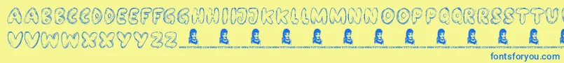 Czcionka BubbleBash – niebieskie czcionki na żółtym tle