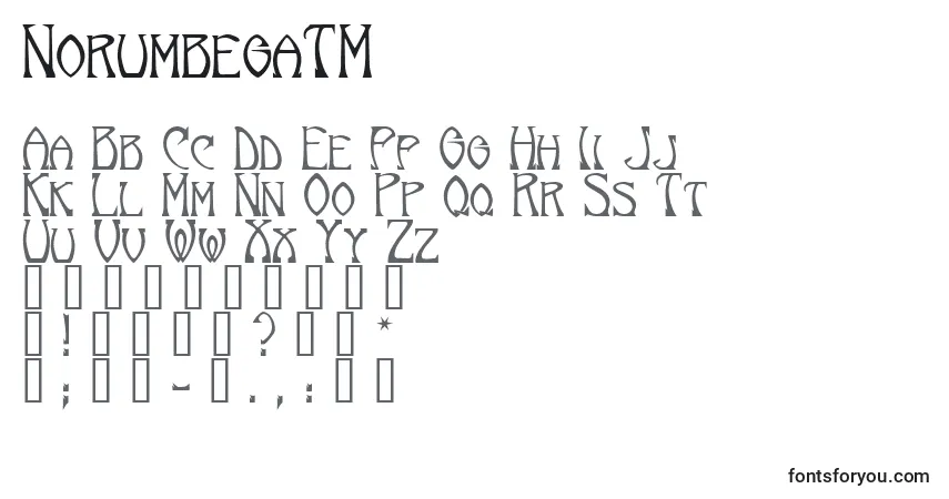 Schriftart NorumbegaTM – Alphabet, Zahlen, spezielle Symbole