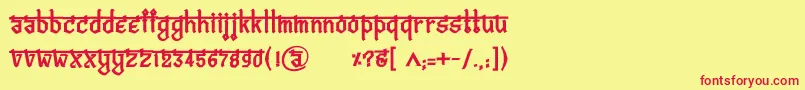 BitlingvedasBold Font – Red Fonts on Yellow Background