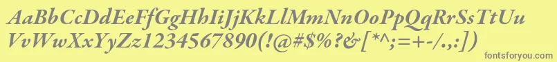 GaramondpremrproBdit-fontti – harmaat kirjasimet keltaisella taustalla