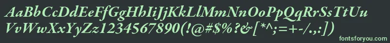 GaramondpremrproBdit-fontti – vihreät fontit mustalla taustalla