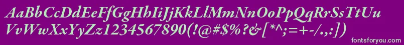 GaramondpremrproBdit Font – Green Fonts on Purple Background