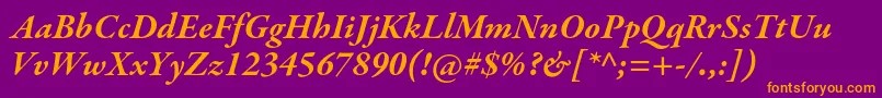 GaramondpremrproBdit Font – Orange Fonts on Purple Background