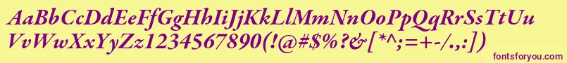 GaramondpremrproBdit-fontti – violetit fontit keltaisella taustalla